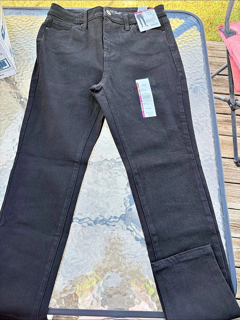 Time and Tru High Rise Skinny Jeans in Black Size 6